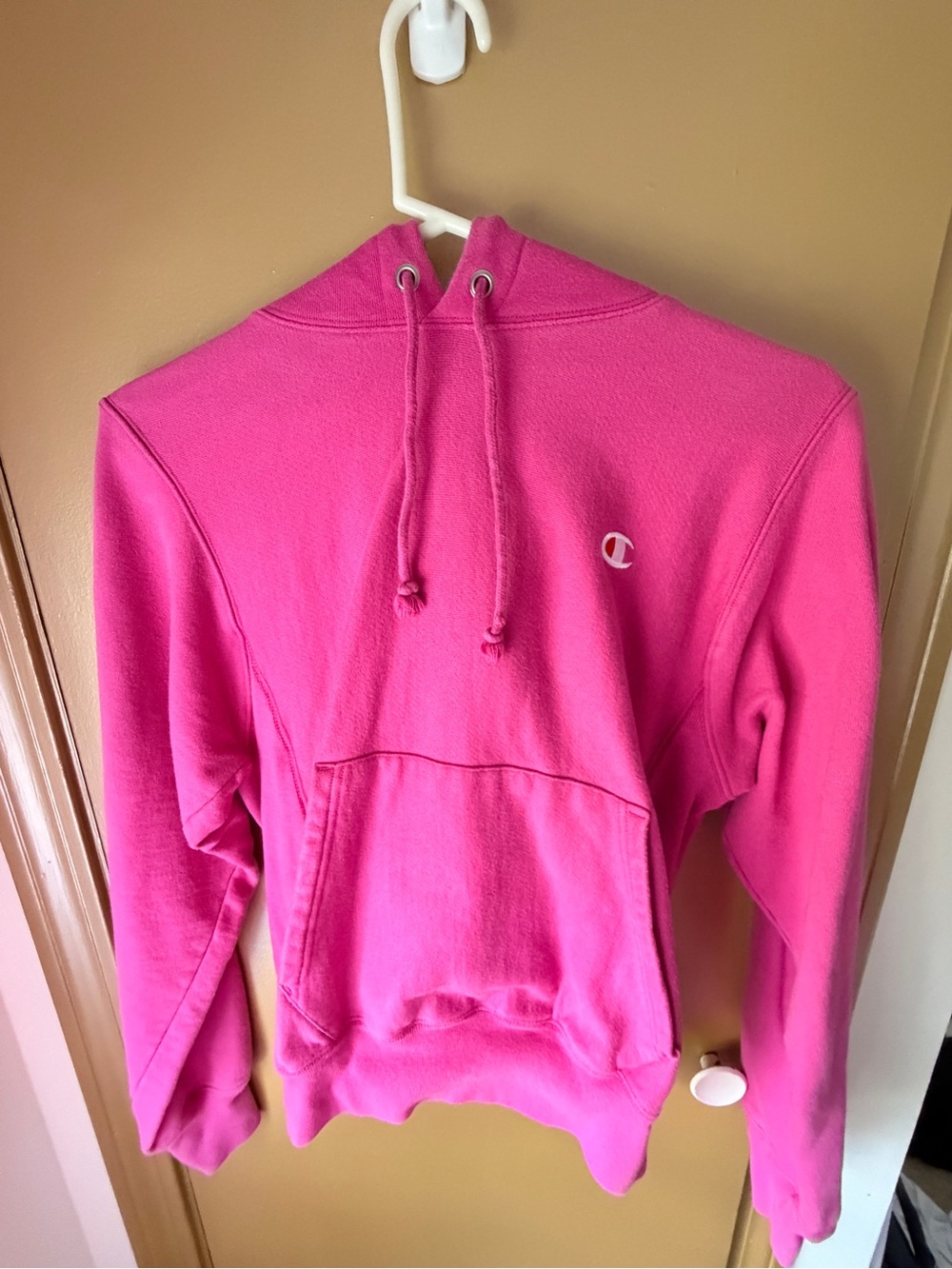 Champion Hot Pink Women's Pullover Hoodie with Small Logo